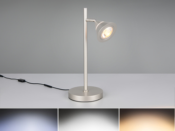 LED Schreibtischlampe ROMEO dimmbar mit schwenkbarem Spot Silber, Höhe 40cm