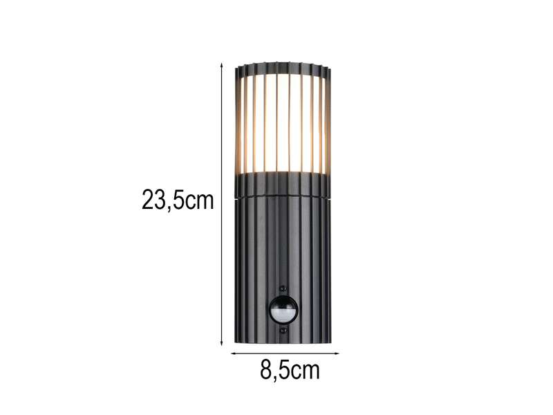 LED Außenwandleuchte in Anthrazit mit Bewegungsmelder, Höhe 23,5cm