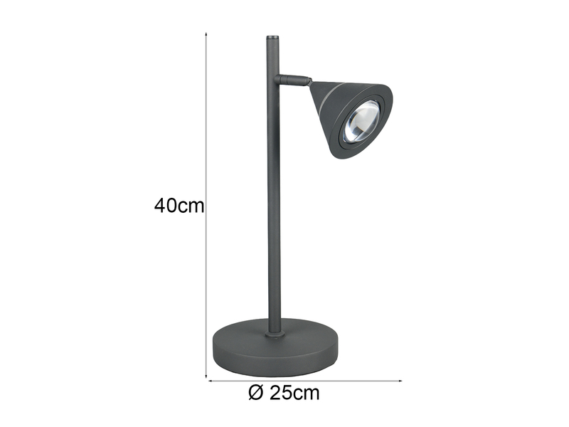 LED Schreibtischlampe ROMEO dimmbar mit schwenkbarem Spot Schwarz, Höhe 40cm
