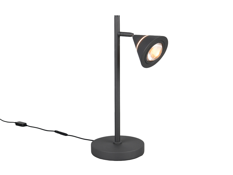 LED Schreibtischlampe ROMEO dimmbar mit schwenkbarem Spot Schwarz, Höhe 40cm