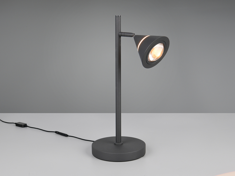 LED Schreibtischlampe ROMEO dimmbar mit schwenkbarem Spot Schwarz, Höhe 40cm