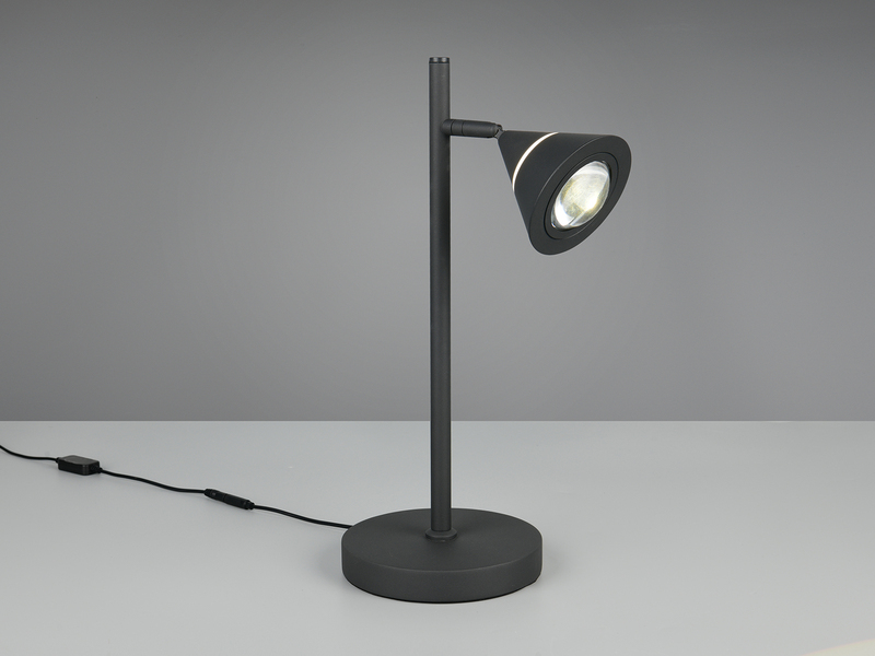 LED Schreibtischlampe ROMEO dimmbar mit schwenkbarem Spot Schwarz, Höhe 40cm