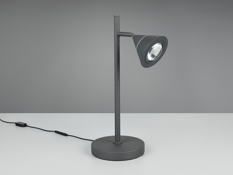 LED Schreibtischlampe ROMEO dimmbar mit schwenkbarem Spot Schwarz, Höhe 40cm