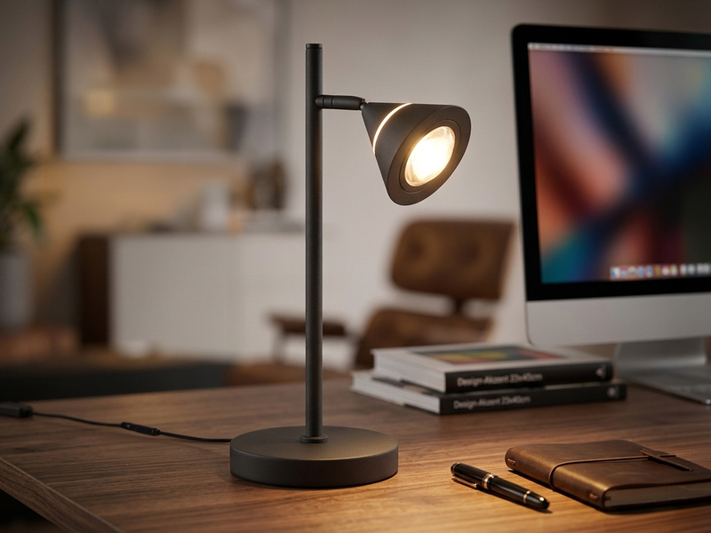 LED Schreibtischlampe ROMEO dimmbar mit schwenkbarem Spot Schwarz, Höhe 40cm