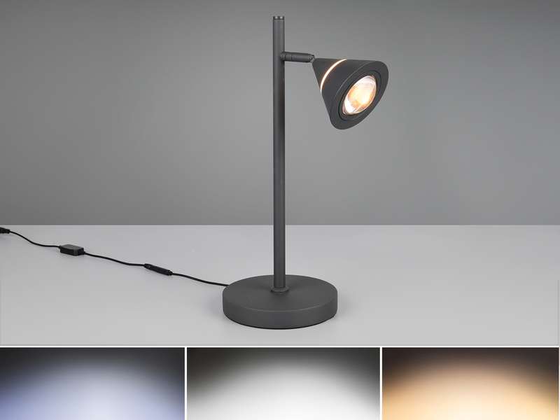 LED Schreibtischlampe ROMEO dimmbar mit schwenkbarem Spot Schwarz, Höhe 40cm