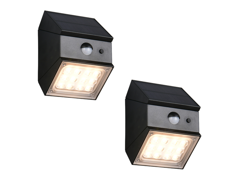 2er Set Solar Wandleuchte außen mit Bewegungsmelder, Licht drehbar, IP65, B: 9cm