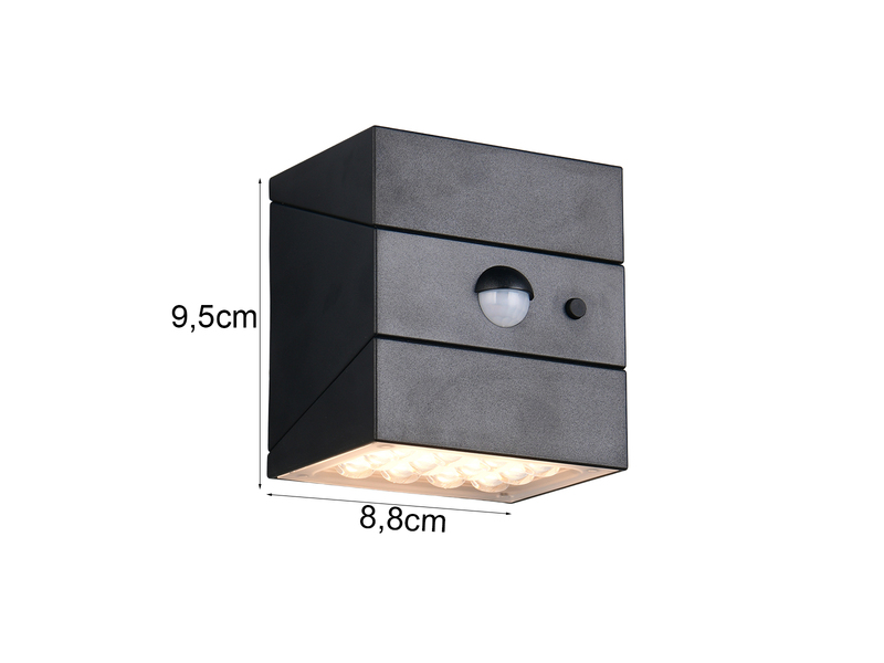 2er Set Solar Wandleuchte außen mit Bewegungsmelder, Licht drehbar, IP65, B: 9cm