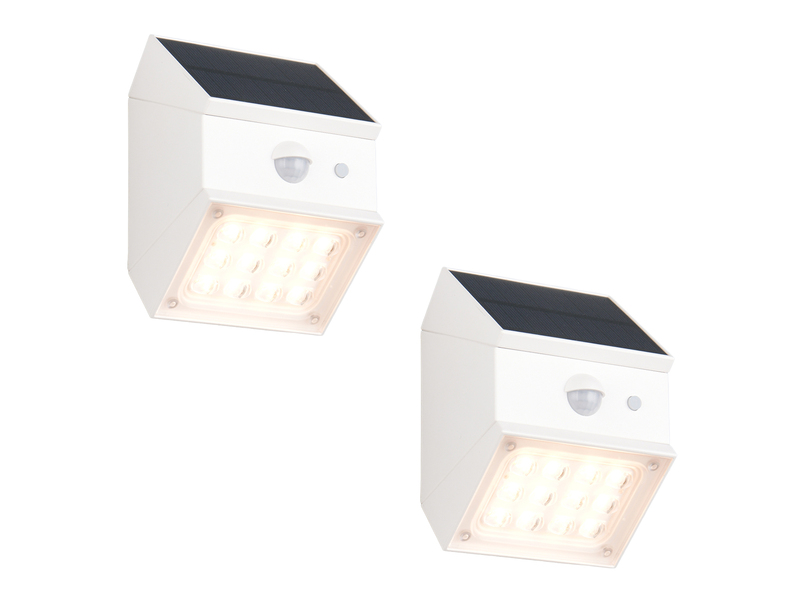 2er Set Solar Wandleuchte außen mit Bewegungsmelder, Licht drehbar, IP65, B: 9cm