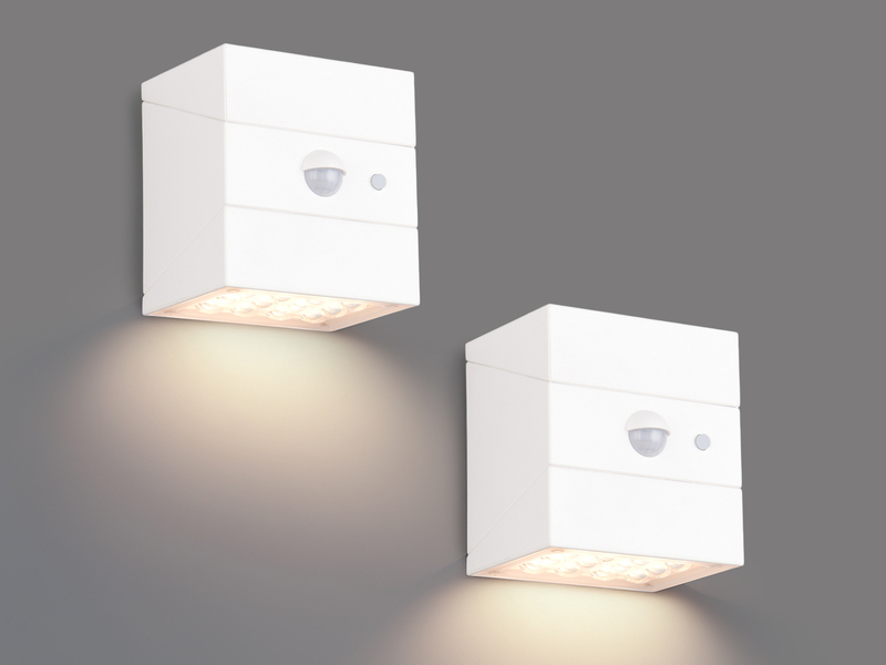 2er Set Solar Wandleuchte außen mit Bewegungsmelder, Licht drehbar, IP65, B: 9cm