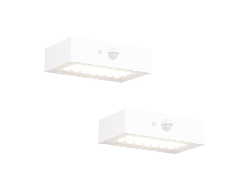 2er-Set Solar Wandleuchte außen mit Bewegungsmelder für Balkon wetterfest B 14cm