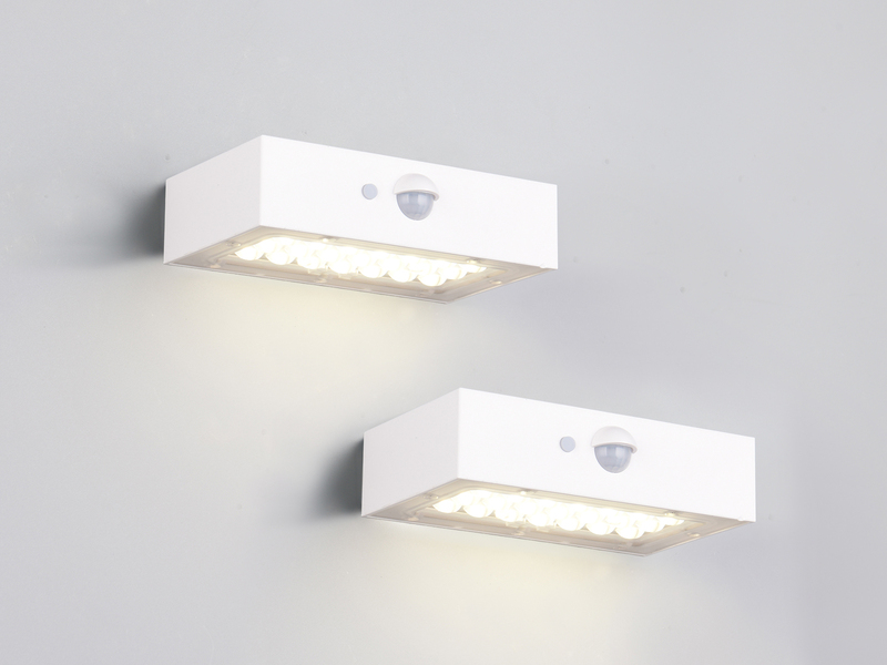 2er-Set Solar Wandleuchte außen mit Bewegungsmelder für Balkon wetterfest B 14cm