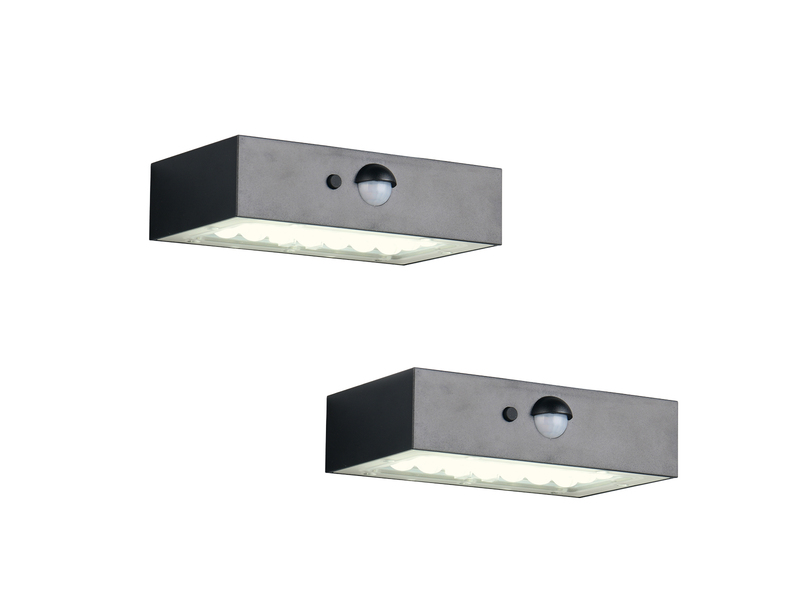 2er-Set Solar Wandleuchte außen mit Bewegungsmelder für Balkon wetterfest B 14cm