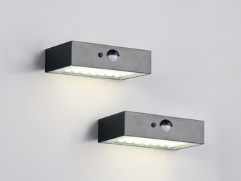 2er-Set Solar Wandleuchte außen mit Bewegungsmelder für Balkon wetterfest B 14cm