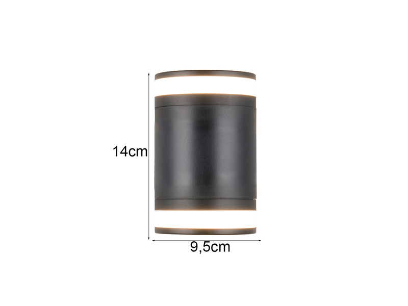 LED Außenwandleuchte CUSCO Up and Down in Schwarz, Höhe 14cm
