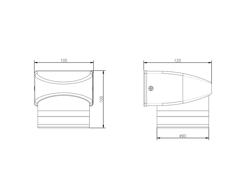 2er Set LED Außenwandleuchte Downlight in Schwarz, Höhe 10cm