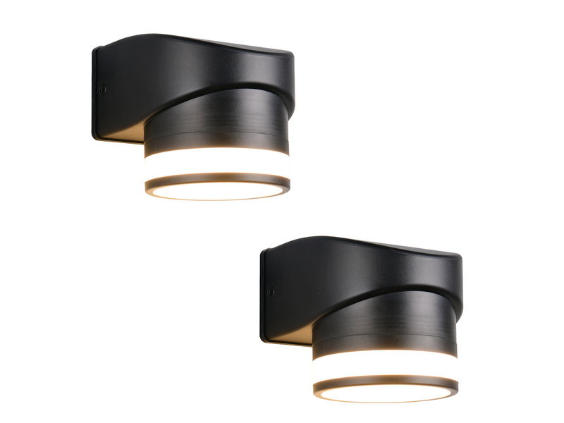 2er Set LED Außenwandleuchte Downlight in Schwarz, Höhe 10cm