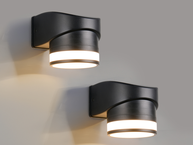 2er Set LED Außenwandleuchte Downlight in Schwarz, Höhe 10cm