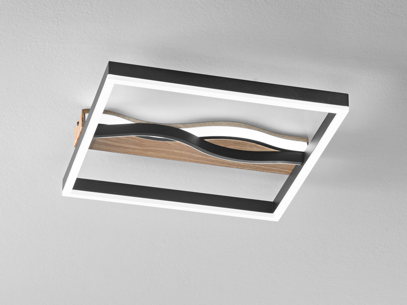 LED Deckenleuchte und Wandleuchte HAWAII Schwarz 3 Lichtfarben, 40x40cm