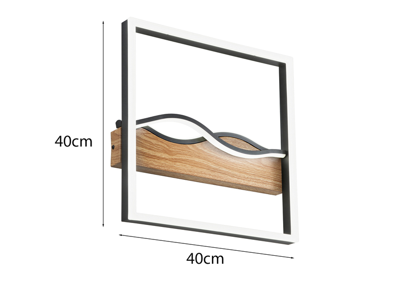 LED Deckenleuchte und Wandleuchte HAWAII Schwarz 3 Lichtfarben, 40x40cm