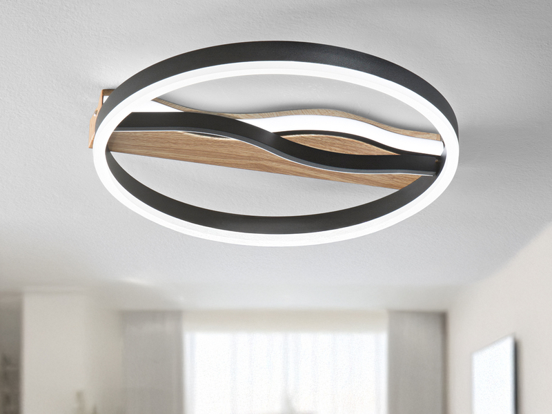 LED Deckenleuchte und Wandleuchte HAWAII Schwarz 3 Lichtfarben, Ø 40cm