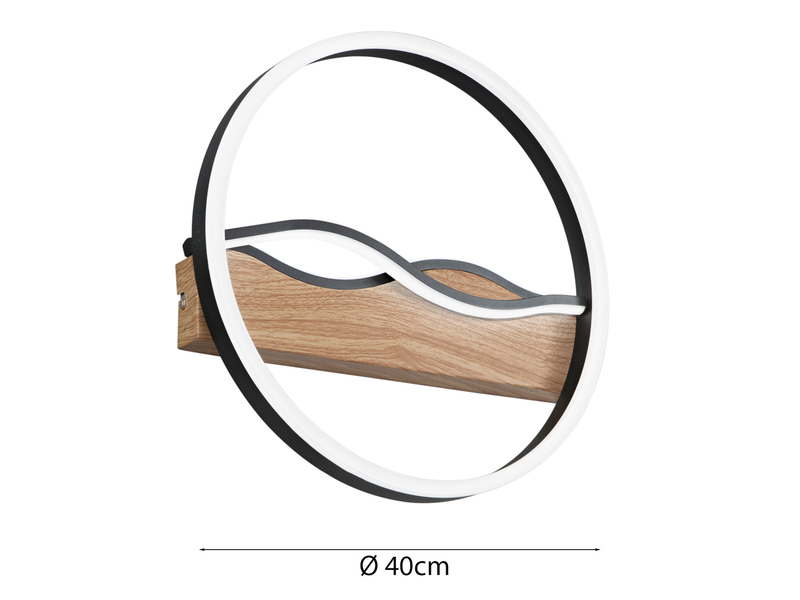 LED Deckenleuchte und Wandleuchte HAWAII in Schwarz, 3 Lichtfarben, Ø 40cm