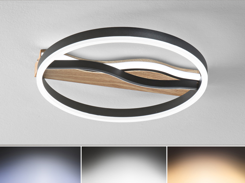 LED Deckenleuchte und Wandleuchte HAWAII Schwarz 3 Lichtfarben, Ø 40cm