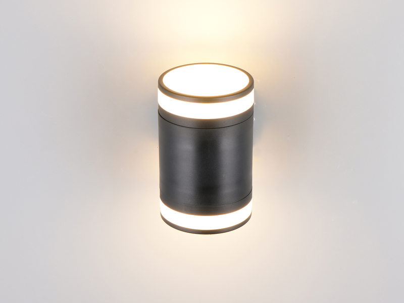 2er Set LED Außenwandleuchte Up and Down in Schwarz, Höhe 14cm