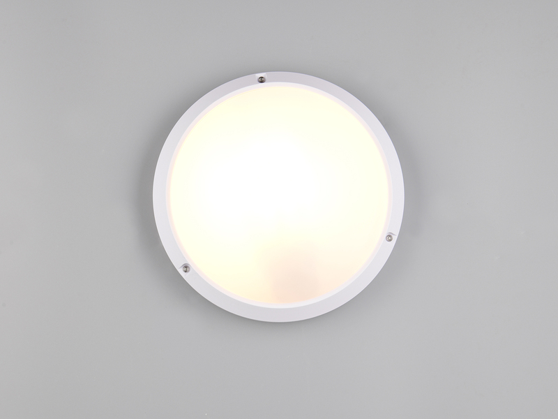 Außenwandleuchte AMBATO in Weiß, vandalismusgeschützt & wetterfest IP65, Ø 27cm