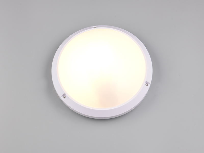 Außenwandleuchte AMBATO in Weiß, vandalismusgeschützt & wetterfest IP65, Ø 27cm