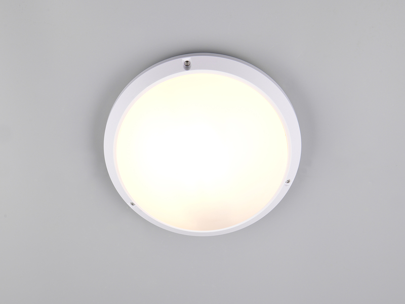 Außenwandleuchte AMBATO in Weiß, vandalismusgeschützt & wetterfest IP65, Ø 27cm