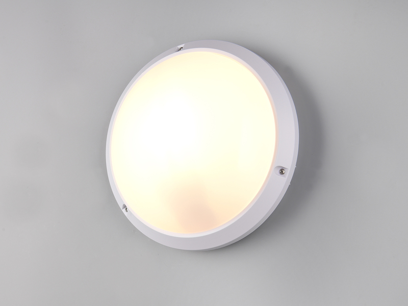 Außenwandleuchte AMBATO in Weiß, vandalismusgeschützt & wetterfest IP65, Ø 27cm