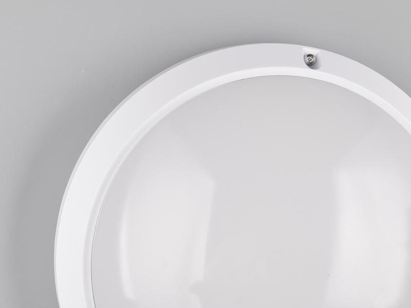 Außenwandleuchte AMBATO in Weiß, vandalismusgeschützt & wetterfest IP65, Ø 27cm