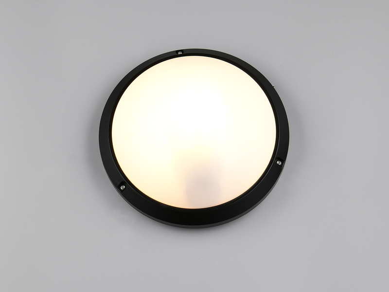 Außenwandleuchte AMBATO in Schwarz vandalismusgeschützt & wetterfest IP65 Ø 27cm