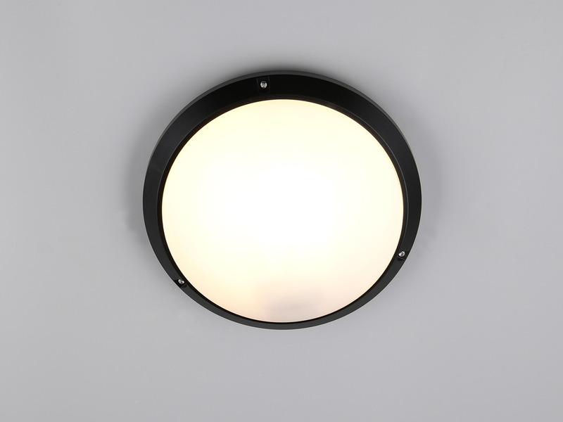 Außenwandleuchte AMBATO in Schwarz vandalismusgeschützt & wetterfest IP65 Ø 27cm