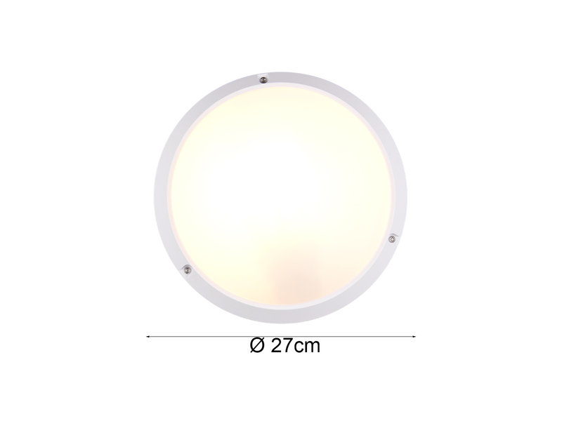 LED Außenwandleuchte in Weiß, vandalismusgeschützt & wetterfest IP65, Ø 27cm