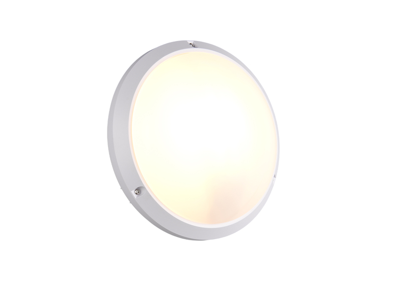 LED Außenwandleuchte in Weiß, vandalismusgeschützt & wetterfest IP65, Ø 27cm