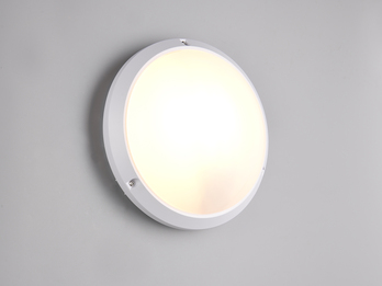 LED Außenwandleuchte in Weiß, vandalismusgeschützt & wetterfest IP65, Ø 27cm