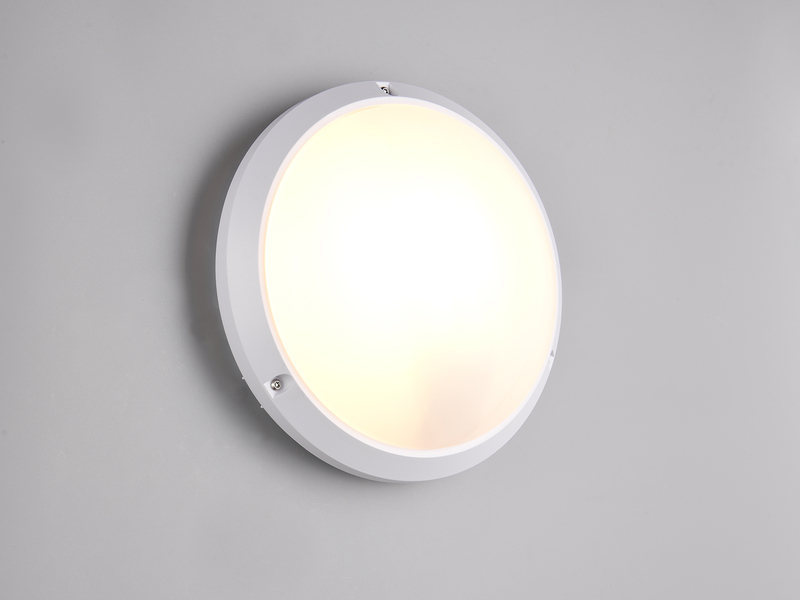 LED Außenwandleuchte in Weiß, vandalismusgeschützt & wetterfest IP65, Ø 27cm