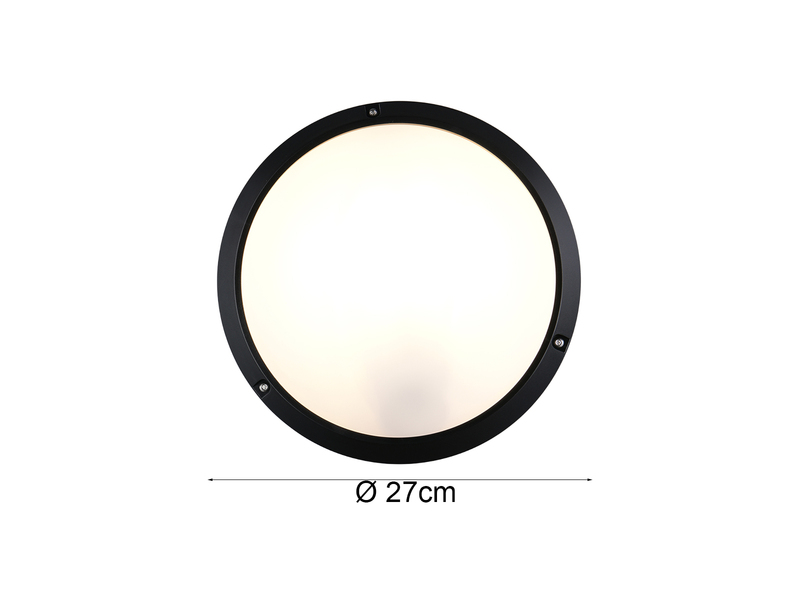 LED Außenwandleuchte in Schwarz, vandalismusgeschützt & wetterfest IP65, Ø 27cm