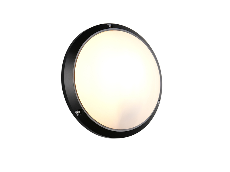 LED Außenwandleuchte in Schwarz, vandalismusgeschützt & wetterfest IP65, Ø 27cm