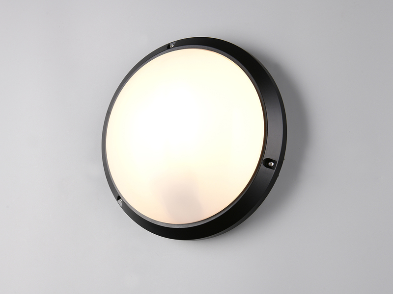 LED Außenwandleuchte in Schwarz, vandalismusgeschützt & wetterfest IP65, Ø 27cm