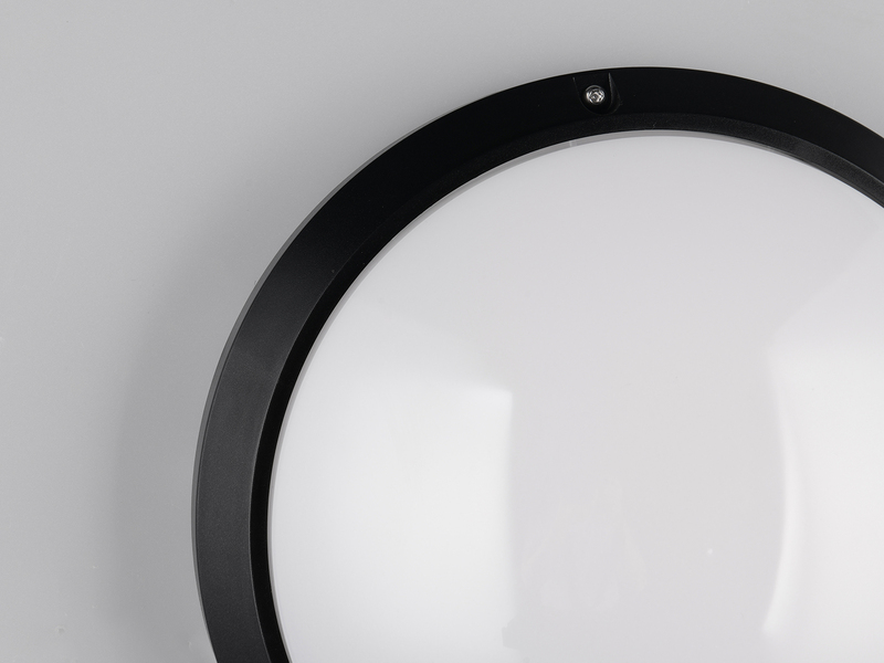 LED Außenwandleuchte in Schwarz, vandalismusgeschützt & wetterfest IP65, Ø 27cm