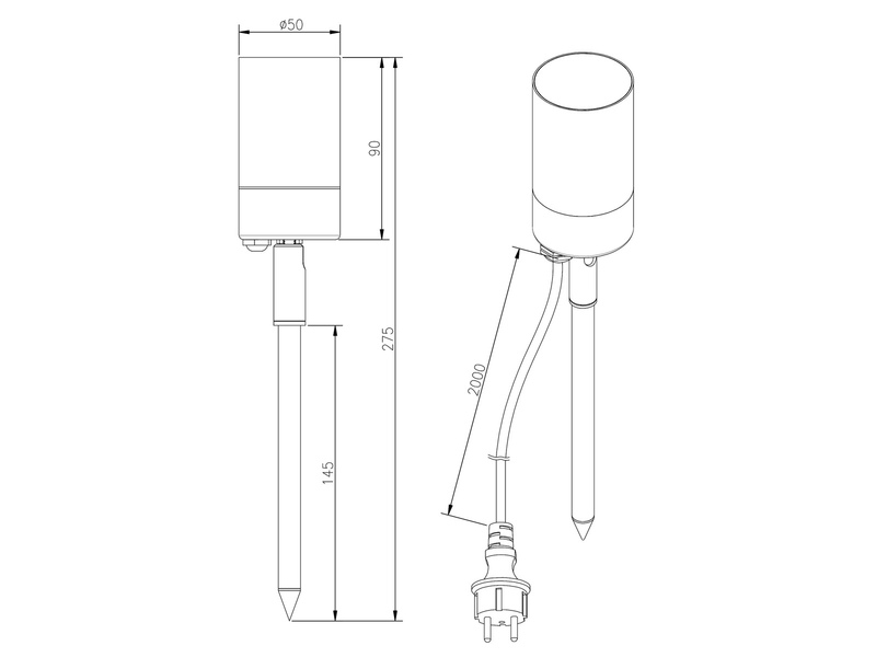 3er SET LED Gartenstrahler mit Erdspieß & 2 Meter Anschlusskabel Ø 5cm