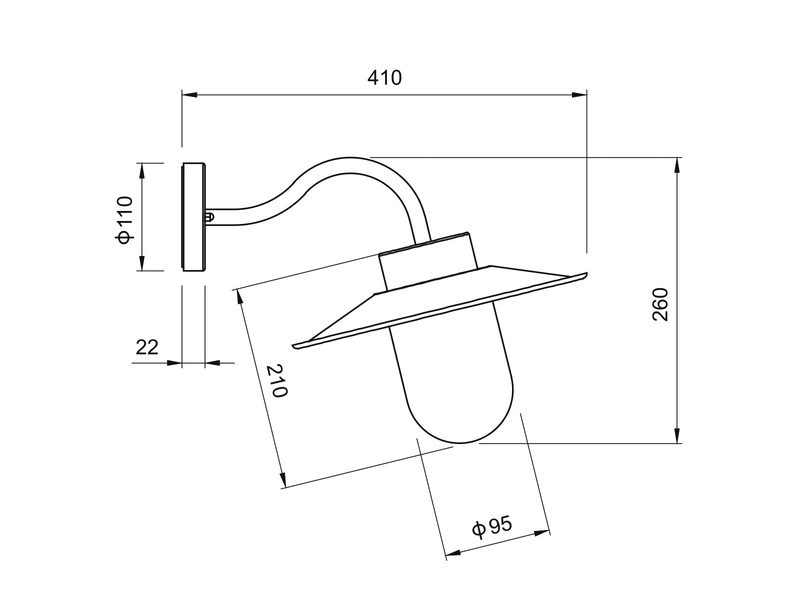 Außenwandleuchte TANA aus Metall feuerverzinkt, Salzluft resistent, Höhe 26cm
