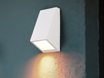 LED Außenwandleuchte Downlight Weiß für Fassadenbeleuchtung, Höhe 14,5cm