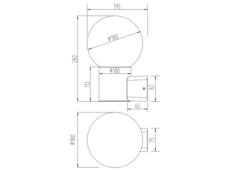 Außenwandleuchte MURES aus Aluminium in Anthrazit mit Glaskugel, Höhe 28cm