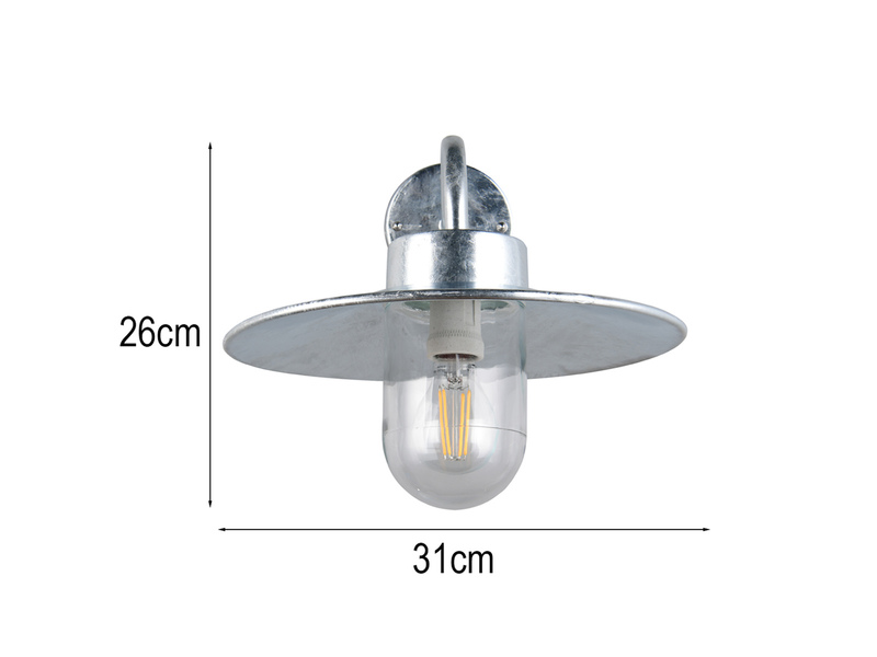 LED Außenwandleuchte aus Metall feuerverzinkt, Salzluft resistent, Höhe 26cm