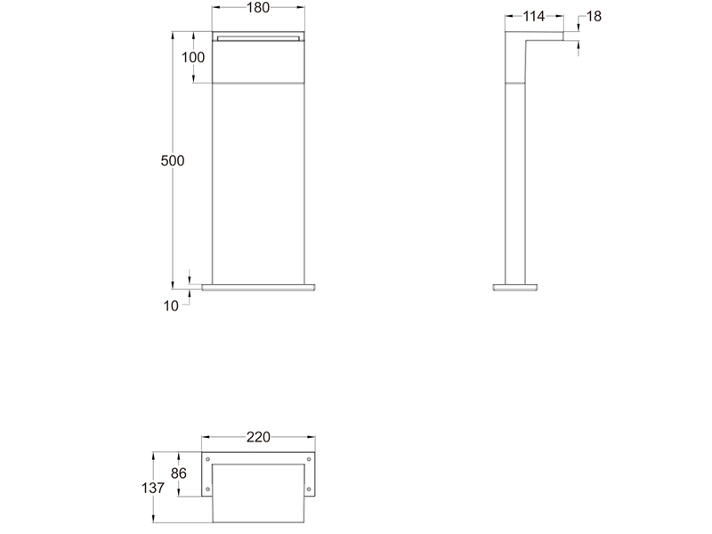 2er SET Pollerleuchte Aluminium Anthrazit zur Reihenschaltung geeignet Höhe 50cm