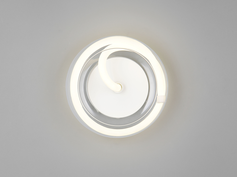 LED Wandleuchte TARSIA dimmbar aus Metall in Weiß & Glas, rund Ø 21,5cm