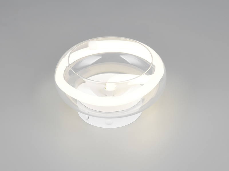 LED Wandleuchte TARSIA dimmbar aus Metall in Weiß & Glas, rund Ø 21,5cm